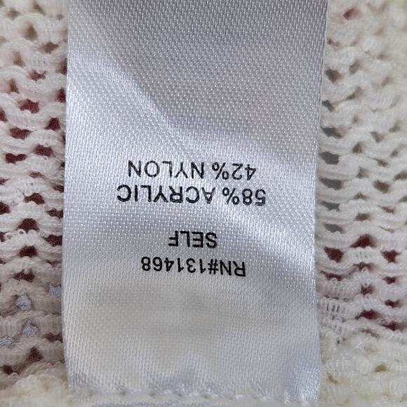 NWT Fate Creamy White Crochet Back Knit Sweater Open Cardigan Women's M - Picture 8 of 9